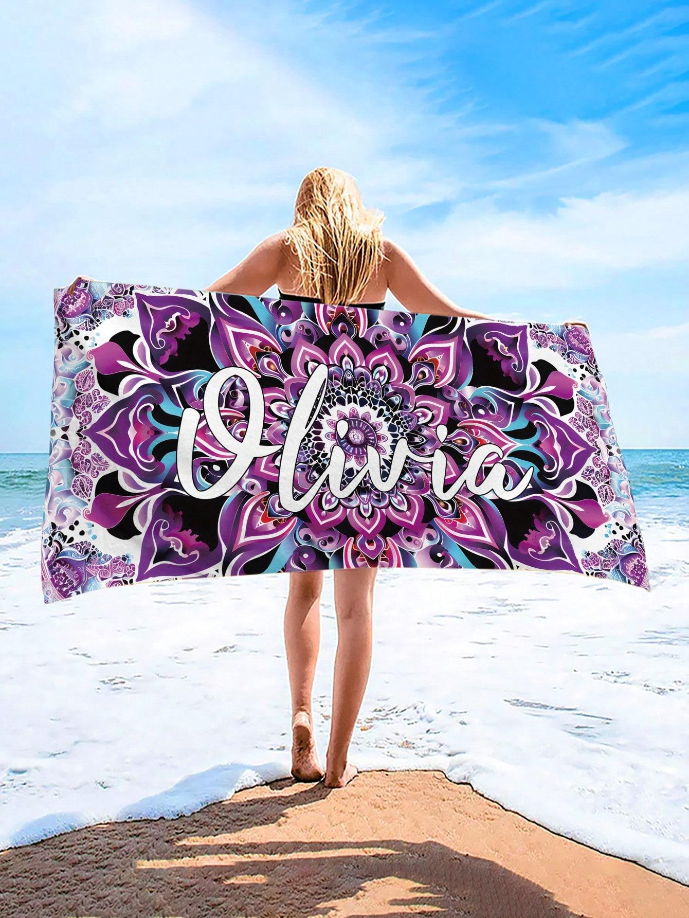 

Comfortable beach towel fashionable pool towel 1 piece text floral beach towel super absorbent swimming towe W40*H60(CM)