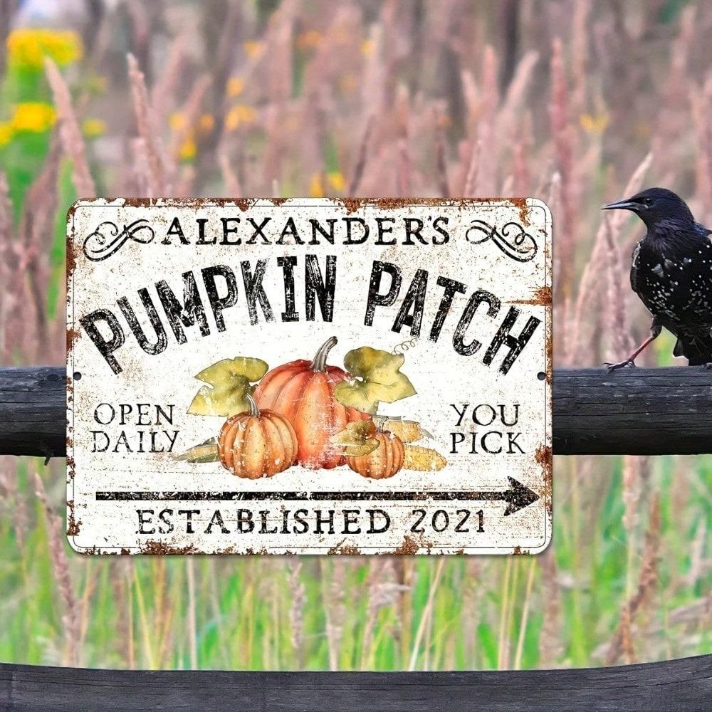 Vintage Pumpkin Farm Metal Sign Retro Fall Decor Rustic Halloween Thanksgiving Wall Art