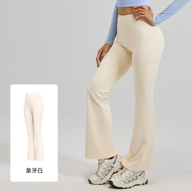 

Новые спортивные расклешенные брюки с высокой талией от Juyitang, нюдовые брюки для пилатеса, фитнеса, йоги для женщин XXXL слоновая кость