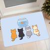 1pc Flannel Mat Cartoon Cat Watching Fish Tank Goldfish Cute Pattern Home Entrance Door Mat Bathroom Non-Slip Water-Absorbing Mat