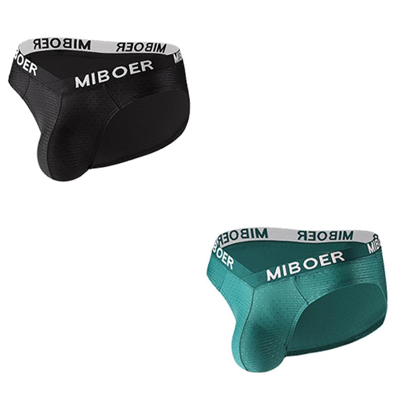 2Pcs/Lot Men's Sexy Low Rise Briefs Solid Color Breathable Big V Waist Briefs U-Pouch Slim Fit Briefs