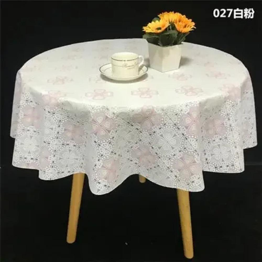 Pvc Desk Mat Printed Dustproof Table Cover Round Lace Table Waterproof Oil Resistant Scald Resistant Round Tablecloth
