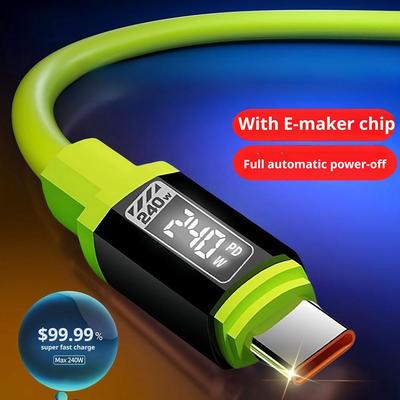 1-2m USB To Type C Data Cable 240W Type-C Digital Display Wire Cord for IPhone 16 Samsung Mi Quick Transfer Charging Cable