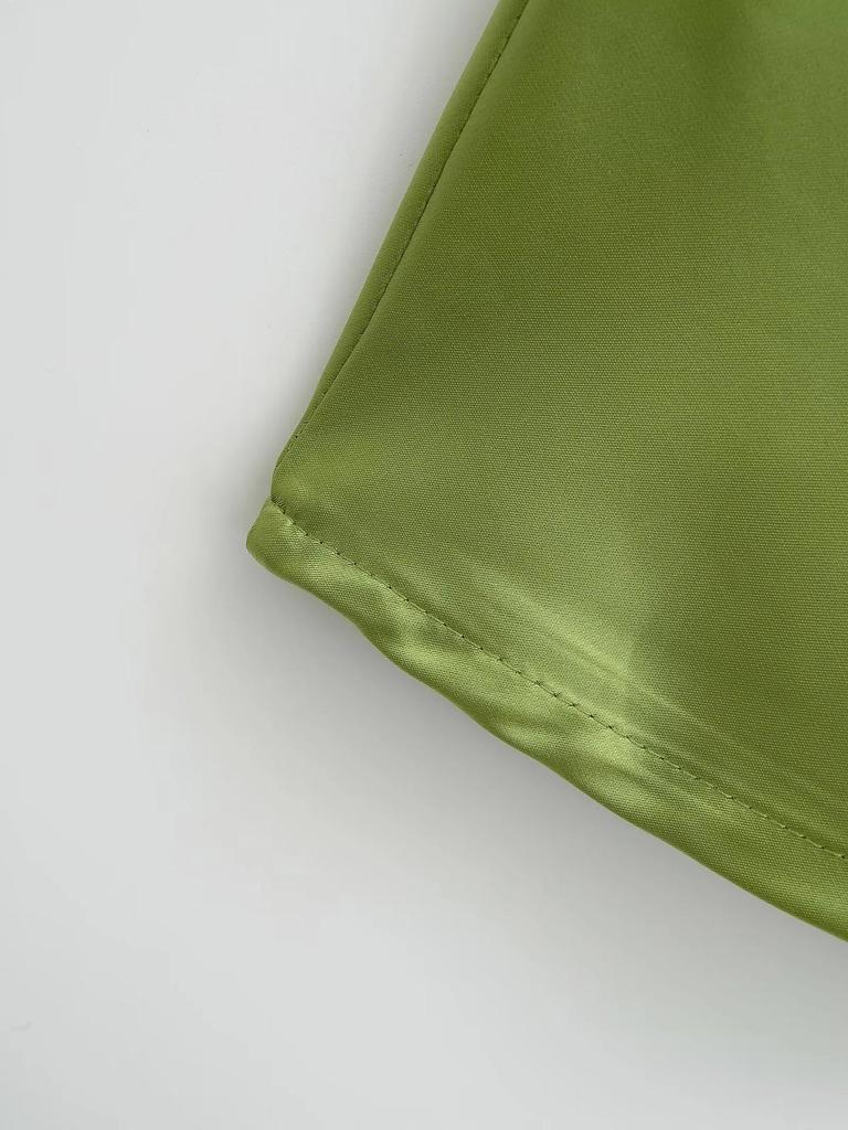 2025 Summer French Retro Satin Acetate A-line Mini Skirt with Side Zipper