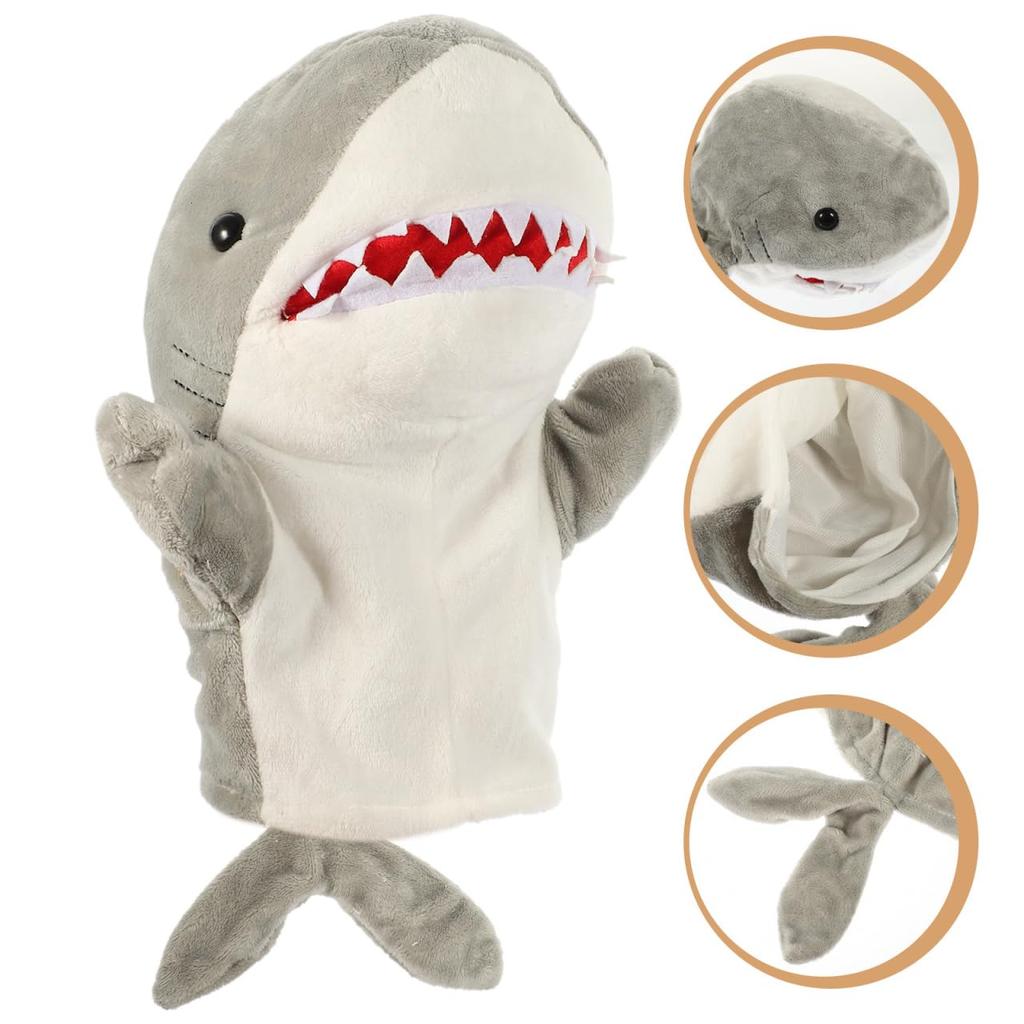 HOLIDYOYO Hand Puppets, Shark Puppets with Moving Mouth, Plush Animal Toys for Ventriloquism, Early Education, and Parent-Child Interaction, Set of 2