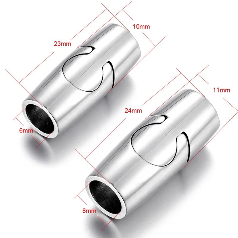 Stainless Steel Magnet Buckle 6mm 8mm Hole Magnetic Clasp for Leather Cord Reliable Connector for DIY Jewelry Projects