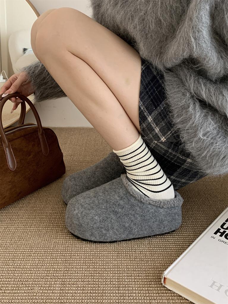 Mao Mao Shoes Women's Autumn and Winter Cotton Shoes Lazy Pedal Warm and Piled Half Slippers