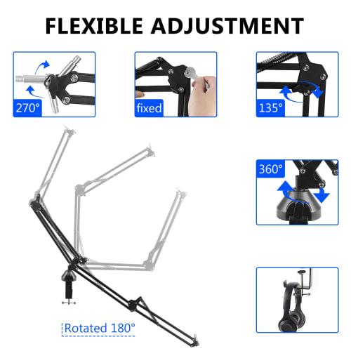 Geekria for Creators Microphone Arm Compatible with Shure MV88+, SM7B, MV7, MV7X, and SM57, Microphone Boom Arm Mount Adapter, Suspension Stand, and D