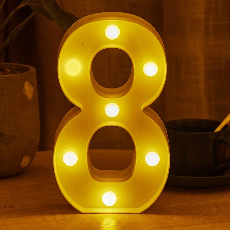 LED 21cm Warm Light Alphabet 0-9 Letters for Wedding Party Home Decor