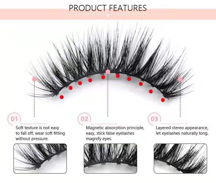 Private Label 3d 3 6 10 Pairs Magnetic Natural False Eyelash Vegan and Eyeliner Vendor for Customized Box Set In Crown Package