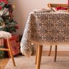 Christmas Gift Print Tablecloth New Xmas Faux Linen Dining Table Decor Backdrop