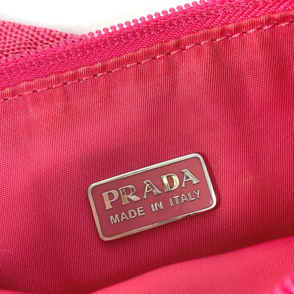 PRADA MV633 Triangle Logo Plate Hand Bag Accessory Pouch Shoulder Bag Pink