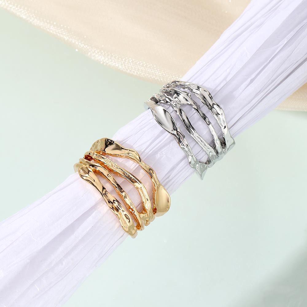 Multi-layered Silver Deluxe Ring Opening Adjustable Peplum Gift Accessory Girls Gold Party Wear Gold Shiny Thick Accessory