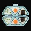 6-Cavity Triangle Onigiri Mold Bento Box 2-in-1 Rice Ball Maker with Lid Portable Lunch Container for Meal Prep Picnic School Lunch