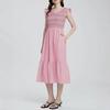 Pastoral 2026 summer embroidery pleated casual round neck high-end medium and long dress