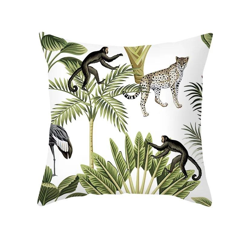 Tropical Rainforest Plant and Animal Print Pillowcases Sofa Cushion Covers Bedroom Children's Room Home Decoration