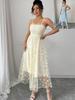 European and American homologous small daisy mesh yarn, tube top sling, French retro medium and long jumpsuit