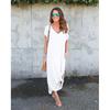 Summer New Women's Solid Color V-Neck Loose Casual Pocket Slit Dress
