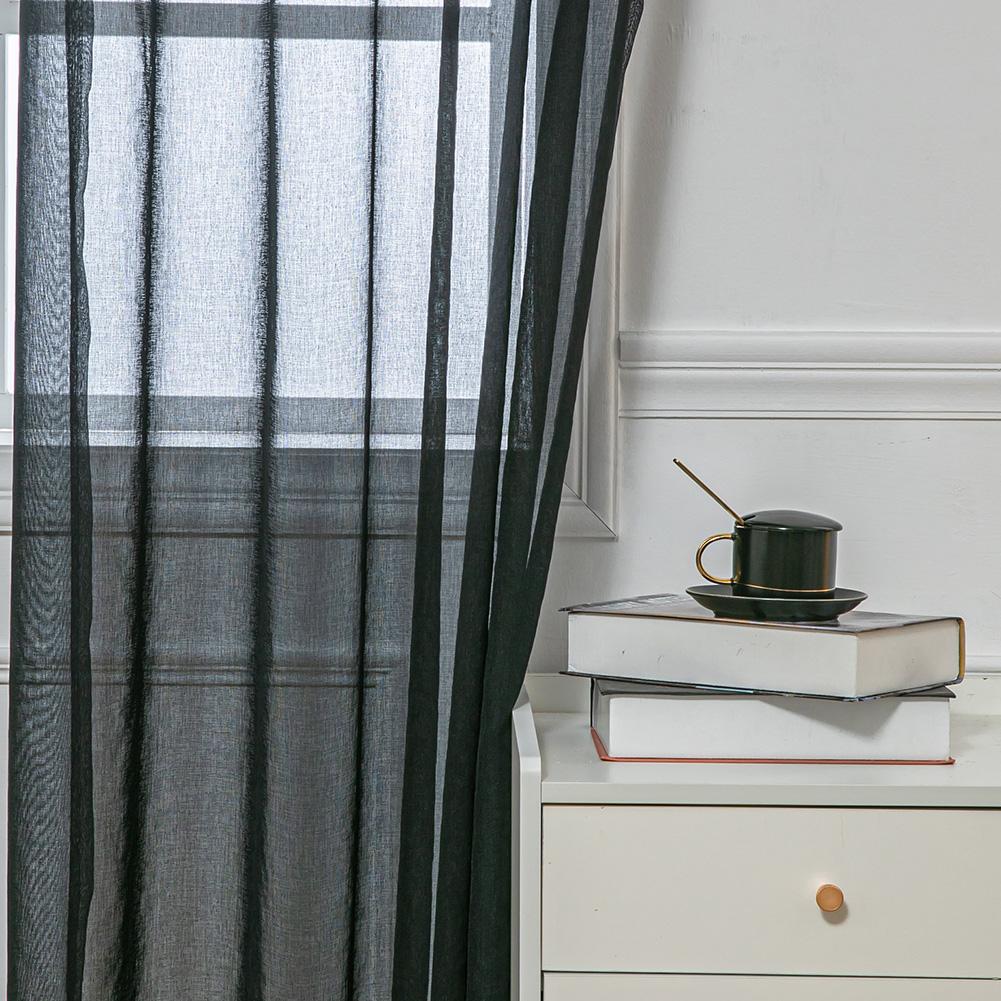 Cortina de tule para cozinha, cor sólida, moderna, europeia, tecido, janela, cortina para sala de estar, lozujoju, decoração de casa, 1 peça