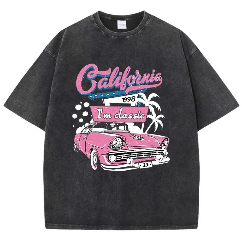 

California IM Classic Racing Washed New Arrival Mens Clothes Tee Shirt Homme Graphic TShirts Men Tshirt for Men S
