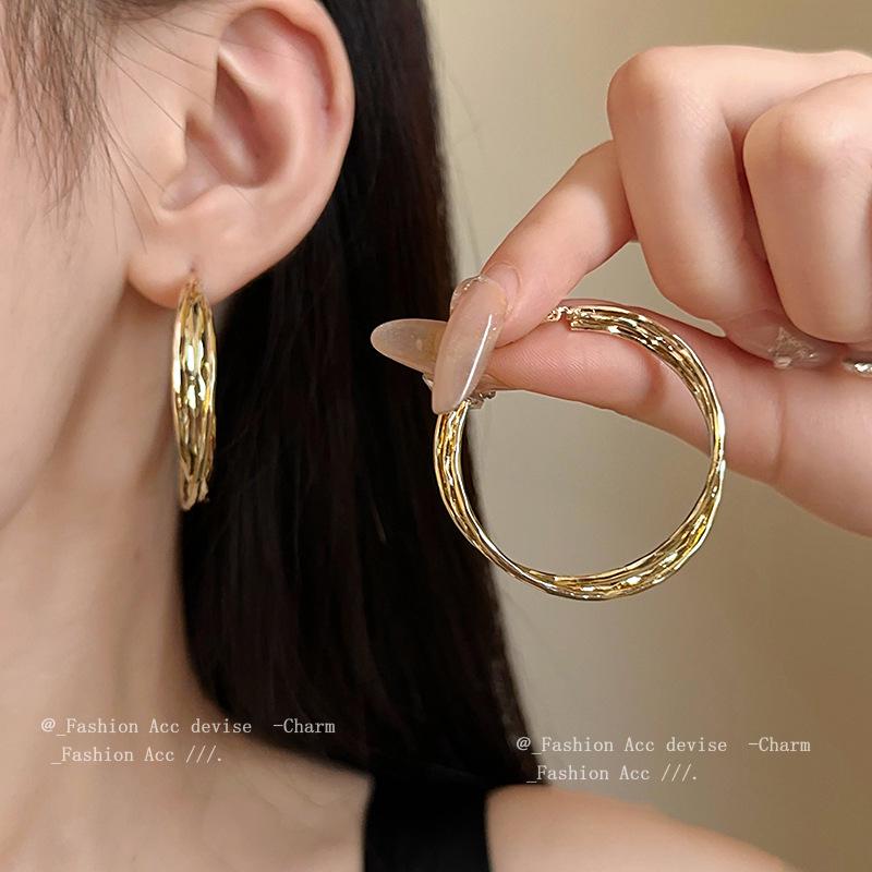 Silver Needle Cross Geometric Ear Hoops: Elegant, Versatile Design for Women