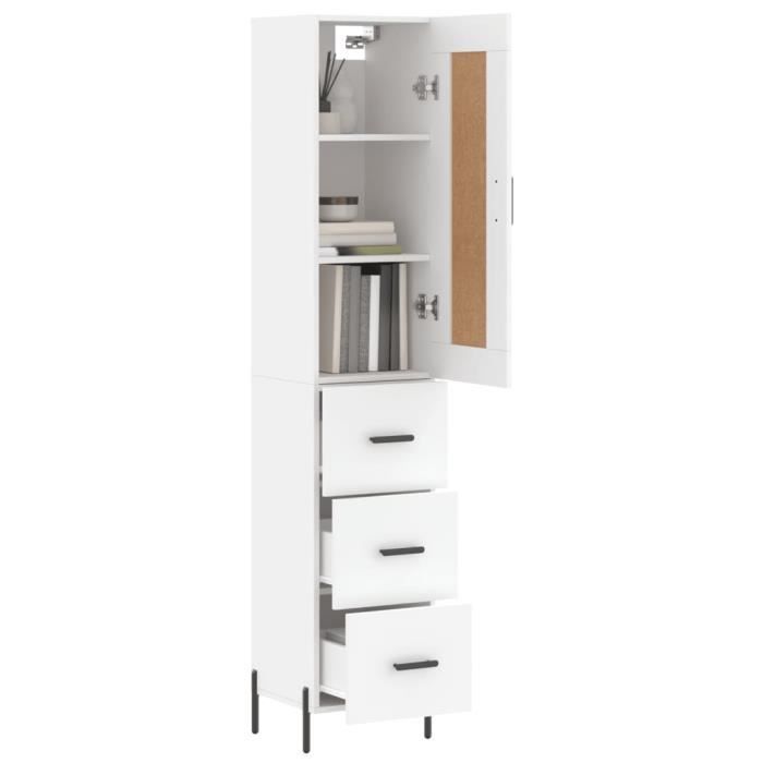 VidaXL Buffet haut Blanc 34,5x34x180 cm Bois d'ingénierie 3200201