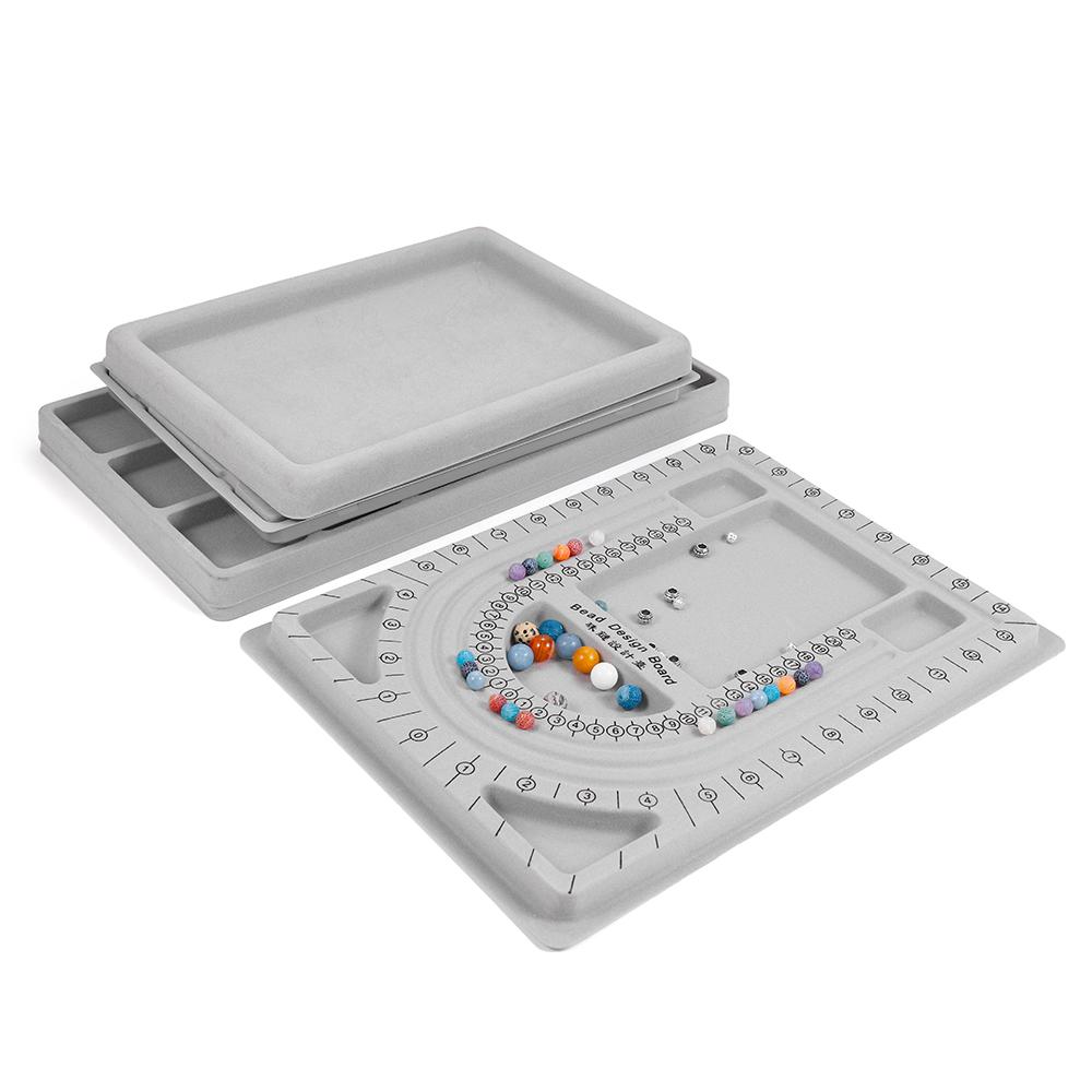 Gray Flocked Bead Board Jewelry Making Measuring Tool for DIY Bracelet Necklace Accessories Findings Organizer Tray Craft