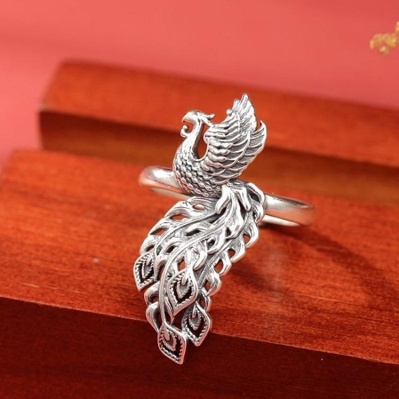 [Phoenix]Women's vintage ethnic style adjustable ring, light luxury, exaggerated, classical, and trendy