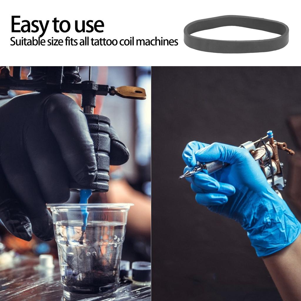 50 Pcs Tattoo Rubber Bands Black Soft Elastic Tattoo Machine Part for Tattoo Coil Machine Gun