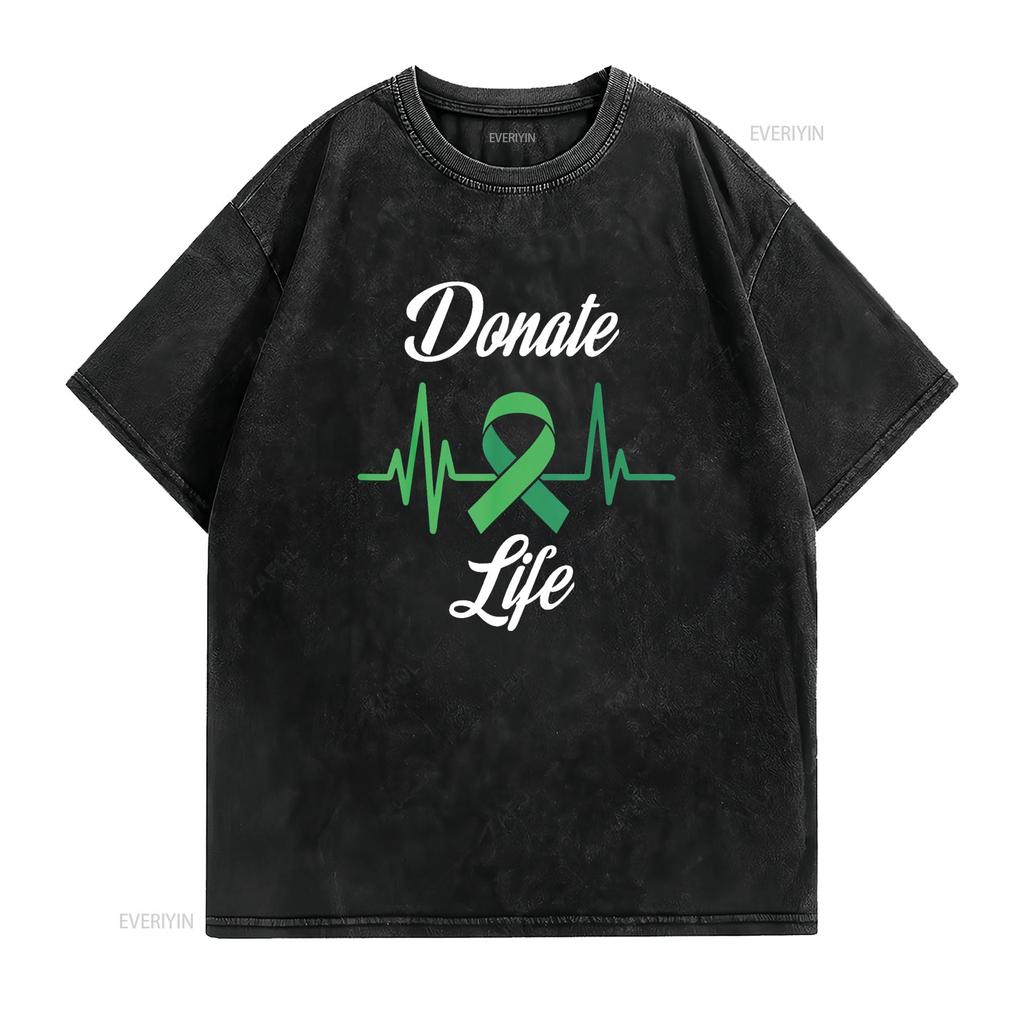 Organ Donors Heartbeat Donate Life T Shirt Vintage Washed Comfortable Stylish Breathable Slightly Stretched Soft Fashion