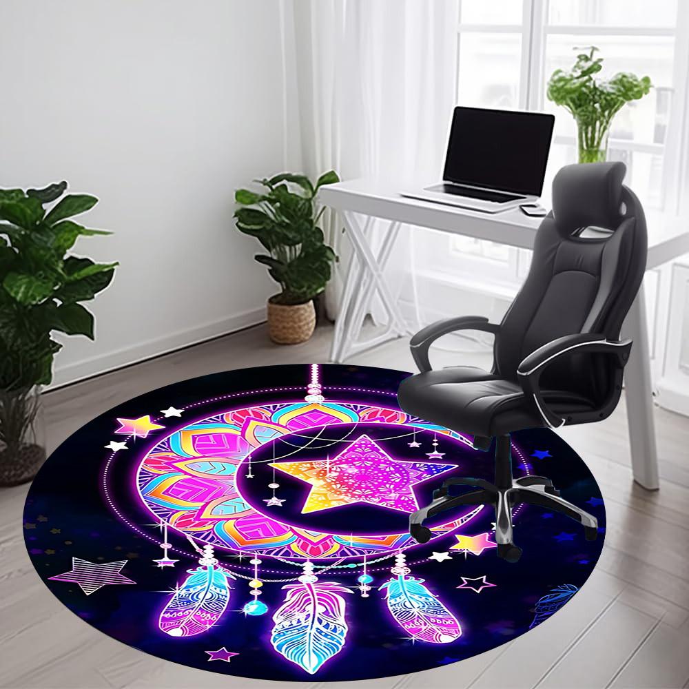 1PC Dreamcatcher Stars Office Round Area Rug, Indoor Mat Suitable ForOffice, Under Office Chairs Bedroom Living Room Home Decor, Room Deco, D148