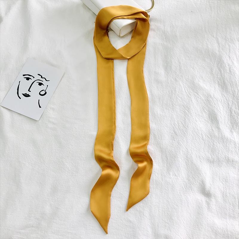 5x200cm Long Skinny Hair Scarf For Women Silky Satin Headband Cute Neckerchief Solid Colors Fashion Bag Scarves For Ladies