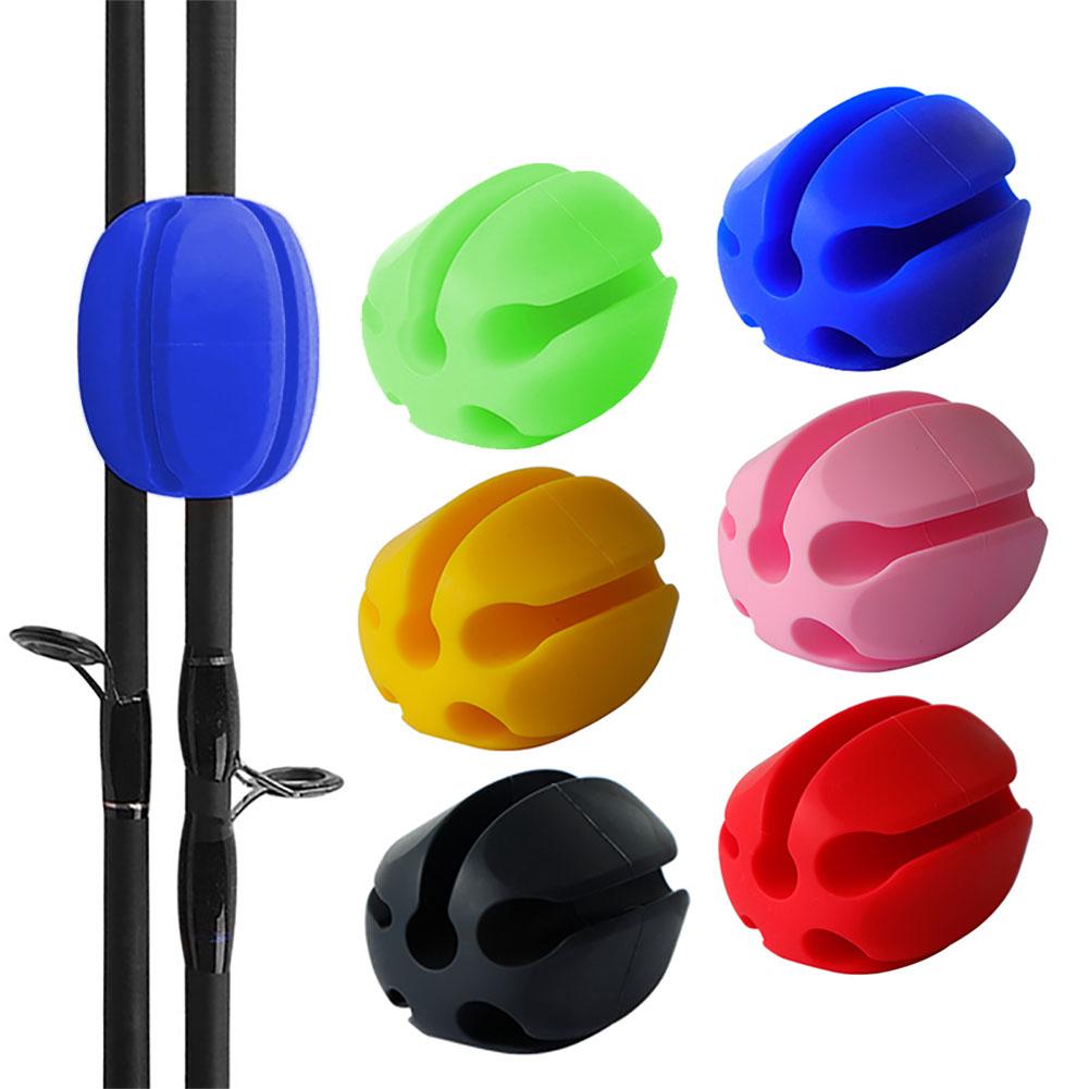 6pcs Silicone Fishing Rod Holder Straps 5 Hole Lightweight Fishing Tackle Ties Fishing Accessories