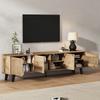 TV Cabinet (180×40×55 cm) and Sideboard (150×40×95 cm), Natural Wood – 8 Compartments, 6 Storage Compartments, Suitable for Living Room and Bedroom