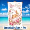 Easter Bunny Theme Beach Towel Personalized Custom Name & Text Soft Quick Dry Beach Towel for Swimming Travel