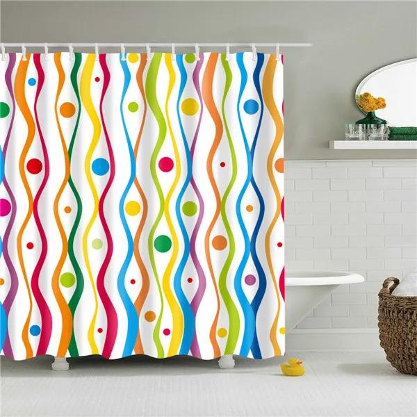 

Colorful Geometric Printed Shower Curtains Decorative Wave Stripes Waterproof Bath Curtains for Bathroom Rideau De Douche 90*180cm