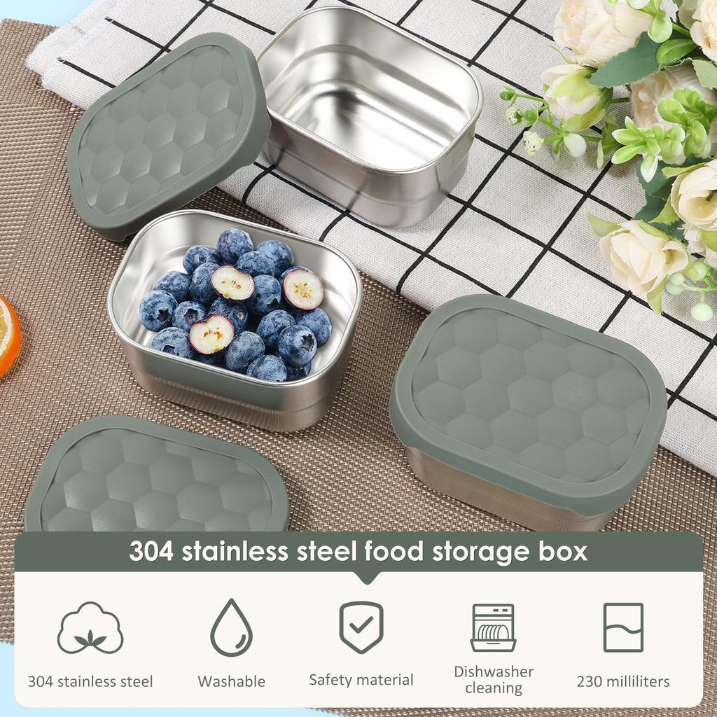 3/6 Pcs Stainless Steel Food Storage Box Reusable Storage Box with Sealed Lids Fresh Keeping Boxes Easy To Use Storage Container