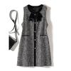 Nordic Style Age-Reducing Butterfly Velvet Round Neck Tweed Gradient Plaid Dress Women Autumn and Winter Bottoming Vest Skirt Recommend
