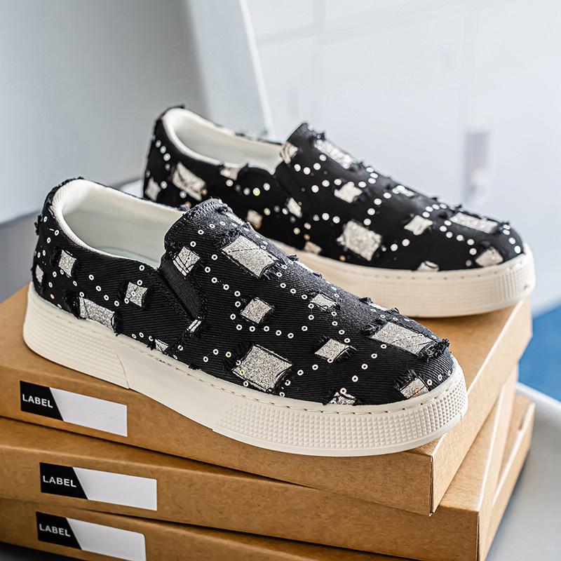 

2025 весна и лето вирусные тренды мужская обувь мода универсальная мягкая подошва удобная мужская дышащая обувь на одной педали мужчины 39 чёрный