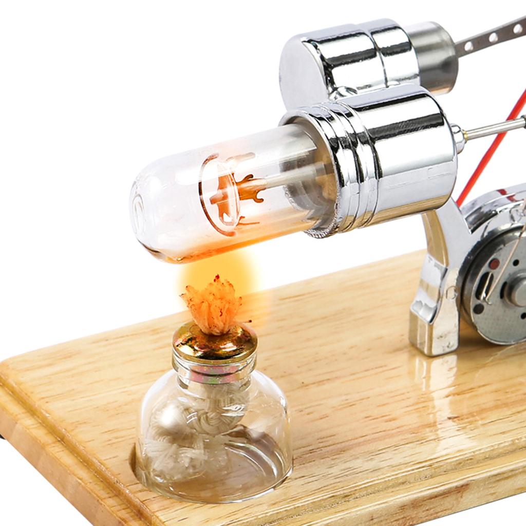 Mini Hot Air Stirling Engine Motor Model Colorful LED Electricity Power Generator Educational