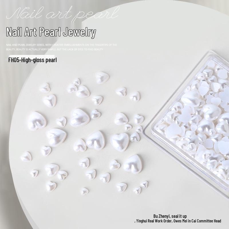 

Nail Art Love Heart & Pearl Mixed Ornaments: 3D Hollow Hearts & Stars DIY Decorations