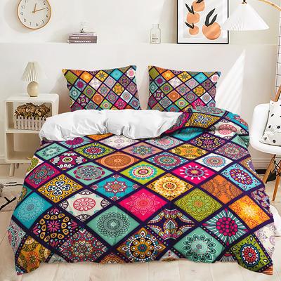 Three-piece Bohemian Plaid Duvet Cover Set with Pillowcases - European & American Style Bedding