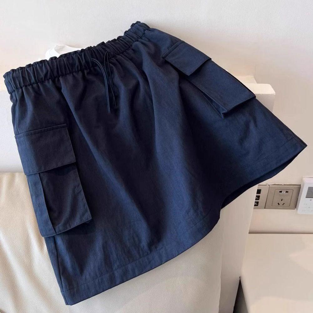 Lace Up Wide Half Leg Skirts Loose Causal Skirts Women Fashion Cargo Skirts Summer
