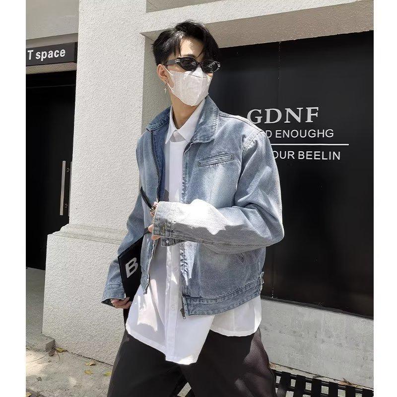Men's Loose Denim Jacket - Spring/Autumn 2025, Trendy Casual Wear, High-End Feel