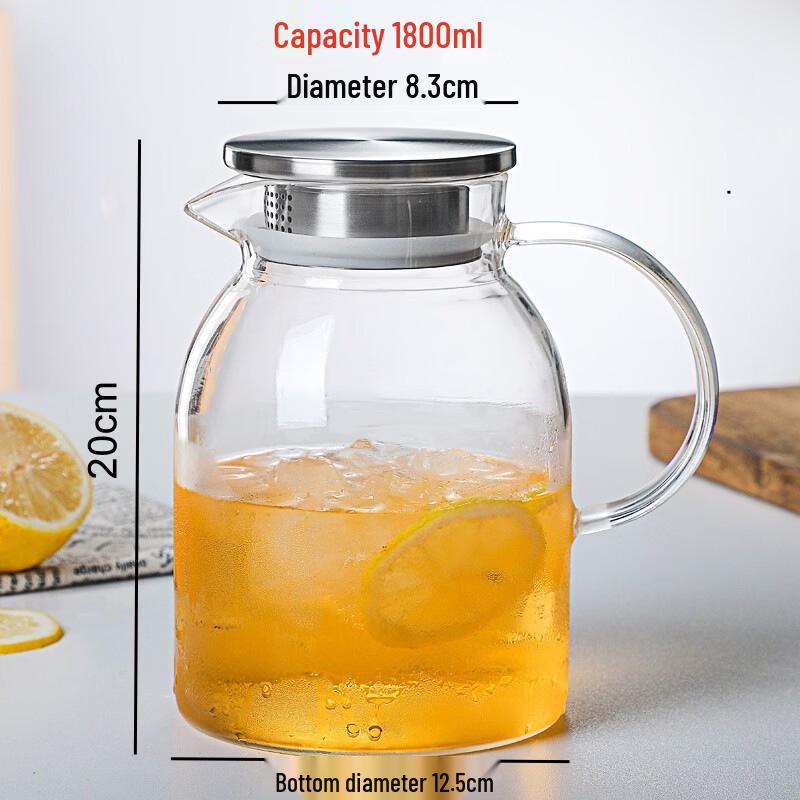 ZISIZ 1800ml High-Temperature Resistant Glass Pitcher