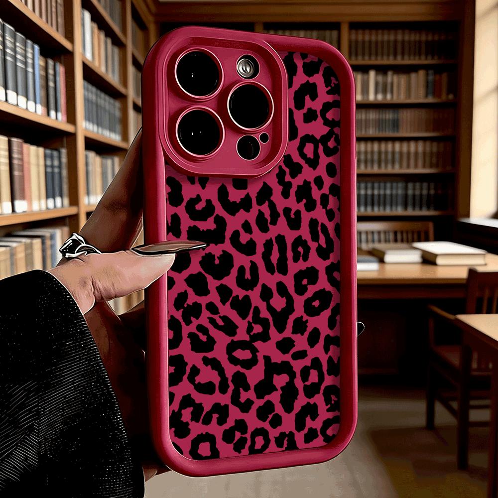Black Leopard Print Pattern Soft TPU Phone Case for iPhone 17 16 15 14 13 12 11 Pro Max Plus Shockproof Anti-Slip Cover