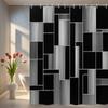 Cortina de Ducha Geométrica Moderna en Blanco y Negro Diseño de Bloques Abstractos Estilo Arquitectura Minimalista Impermeable Eleva el Espacio