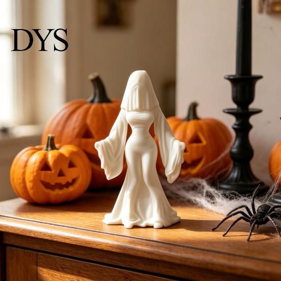 Dark Aesthetic Figurine Ghost Bride Statue, Vintage Headless Bridal Sculpture with Veil Mermaid Gown, Bedroom Shelf Decor Matte White DIY Unpainted