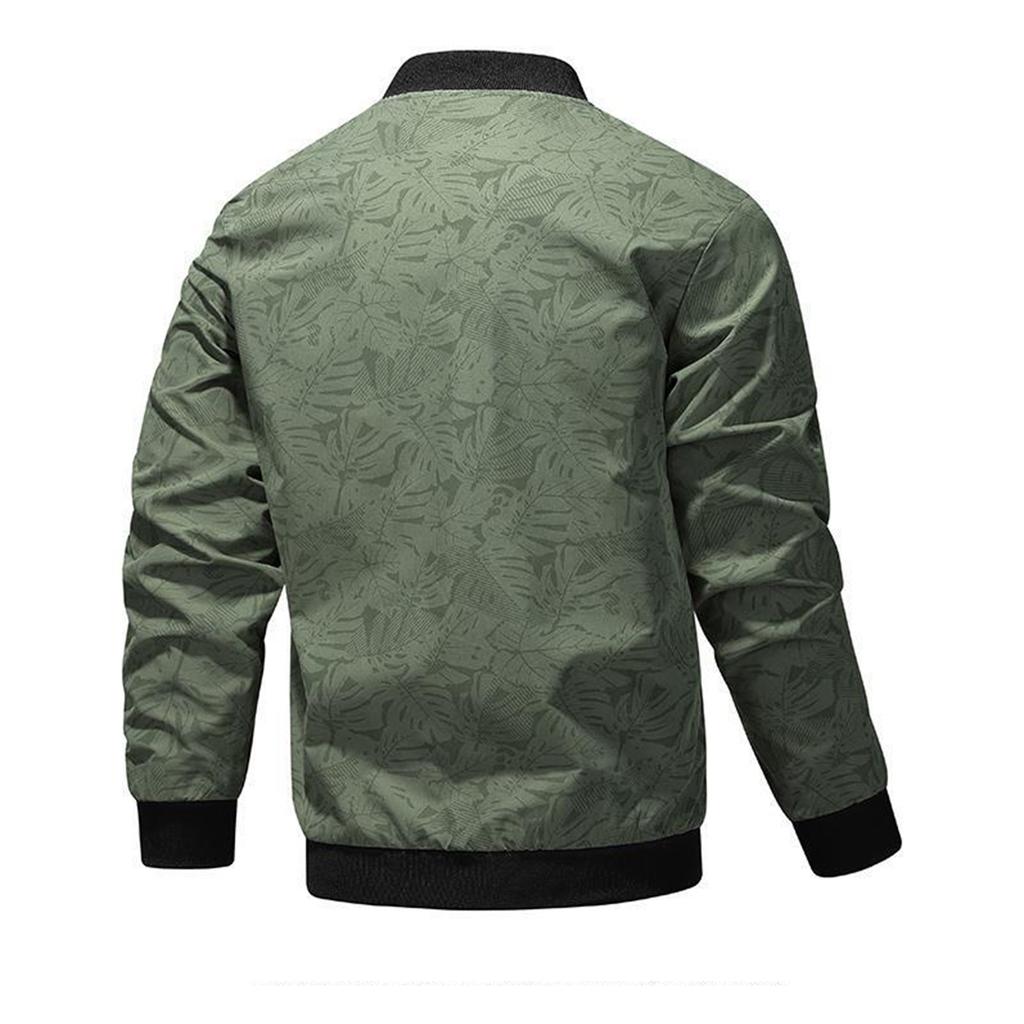 Men's Casual Loose Zipper Jacket, Men's Printed Baseball Jacket, Long-sleeved Coat