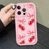 Simple Pink Cherry Bow Pattern Phone Case For iPhone 17 16 15 14 13 12 11 Pro Max 17 Air 16E X XR XS 7 8 Plus Shockproof Cover